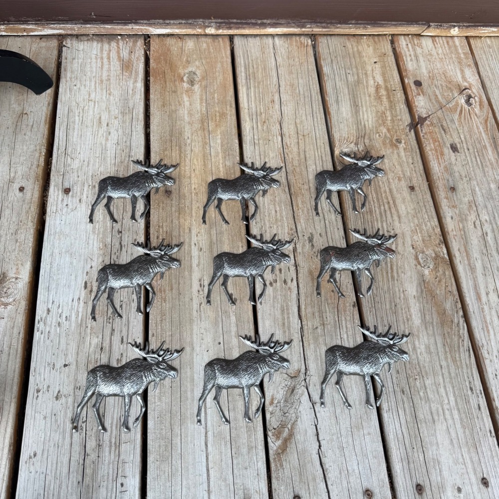 King Architectural Metals Moose Wall Decor Lot of 9 Silver Rustic Cabin Art